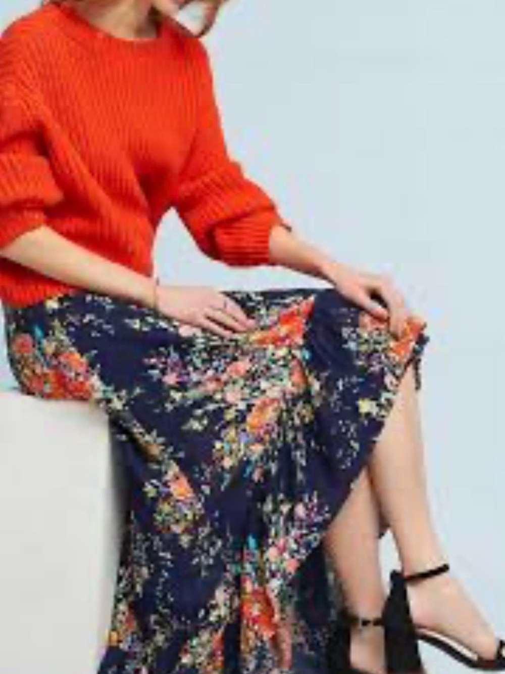 Anthropologie (On the Road) - NWOT - Navy Floral Maxi Skirt with Blooms